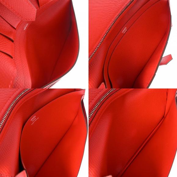 HERMES Bearn Souffl Rouge Tomato D around Vaux Epson Long Wallet - Picture 11 of 12